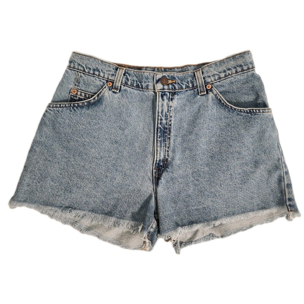 Levi's Womens 37910 Cut-Off Jean Shorts Orange Tab Raw Hem Juniors Size 13